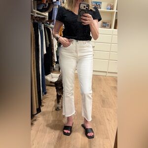 Zara White High-Rise Straight-Leg Jeans